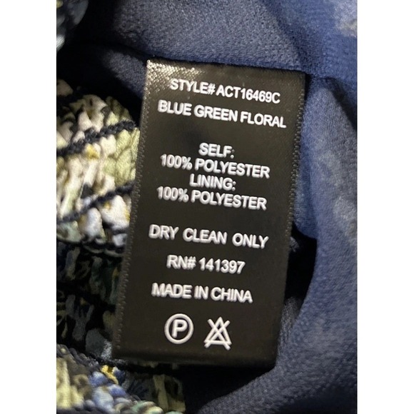 ASTR The Label Tonina Top Puff Sleeve Ruched Bodice in Blue Green Floral Size S - Picture 7 of 7